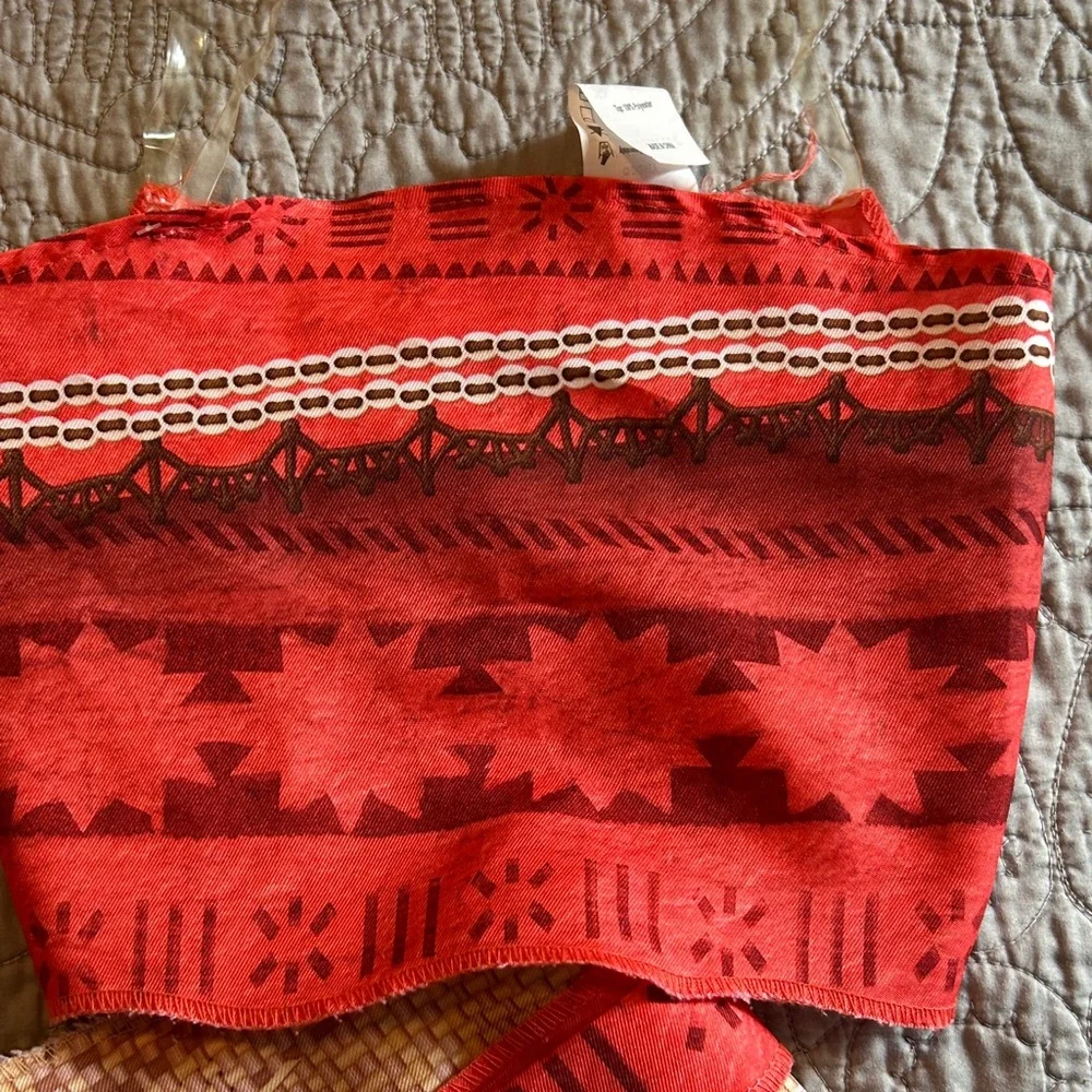 DISNEY MOANA W/LIGHT UP HOOK and Red and Tan Boho Fringe Strapless Dress - Picture 7 of 13